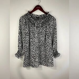 Talbots Monochrome Patterned Blouse